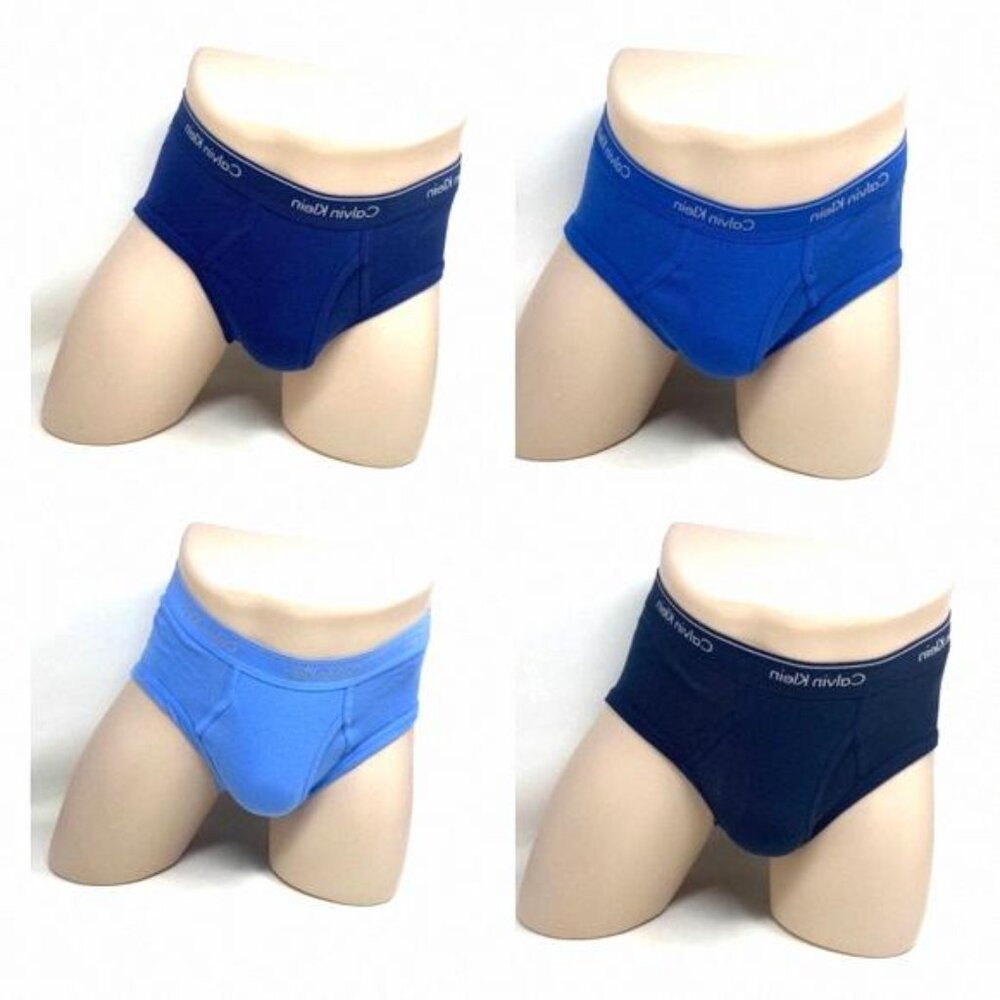 Calvin Klein Men’s Underwear 4 Pack Cotton Classic Fit NB4000941 Blue Slip Brief